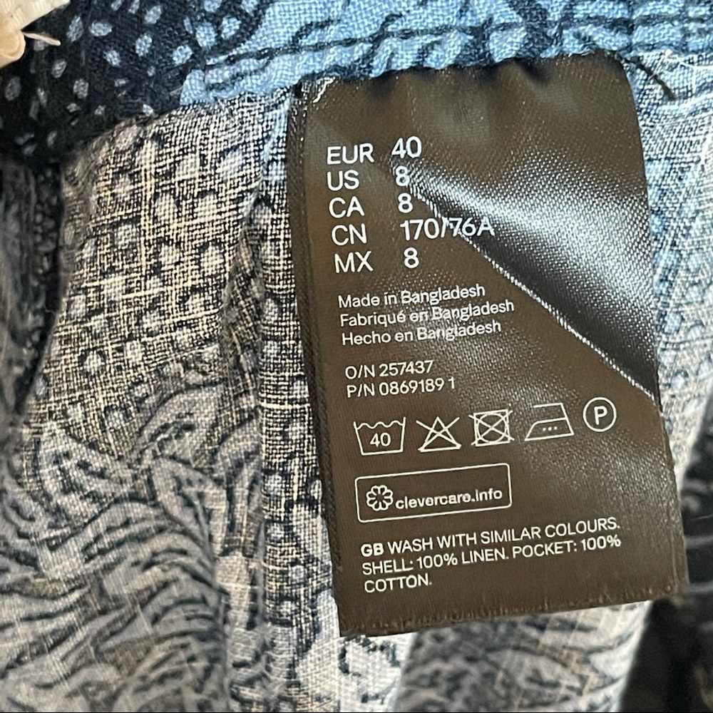 H&M x Desmond & Dempsey Tropical Botanical Print Linen Pants Size 8 - Picture 7 of 7